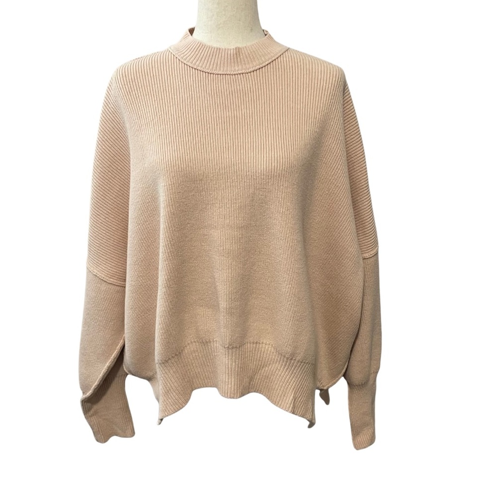 Free People Easy Street Tunic Oversized Sweater Ribbed Peach Parfait Women’s S - Picture 3 of 14